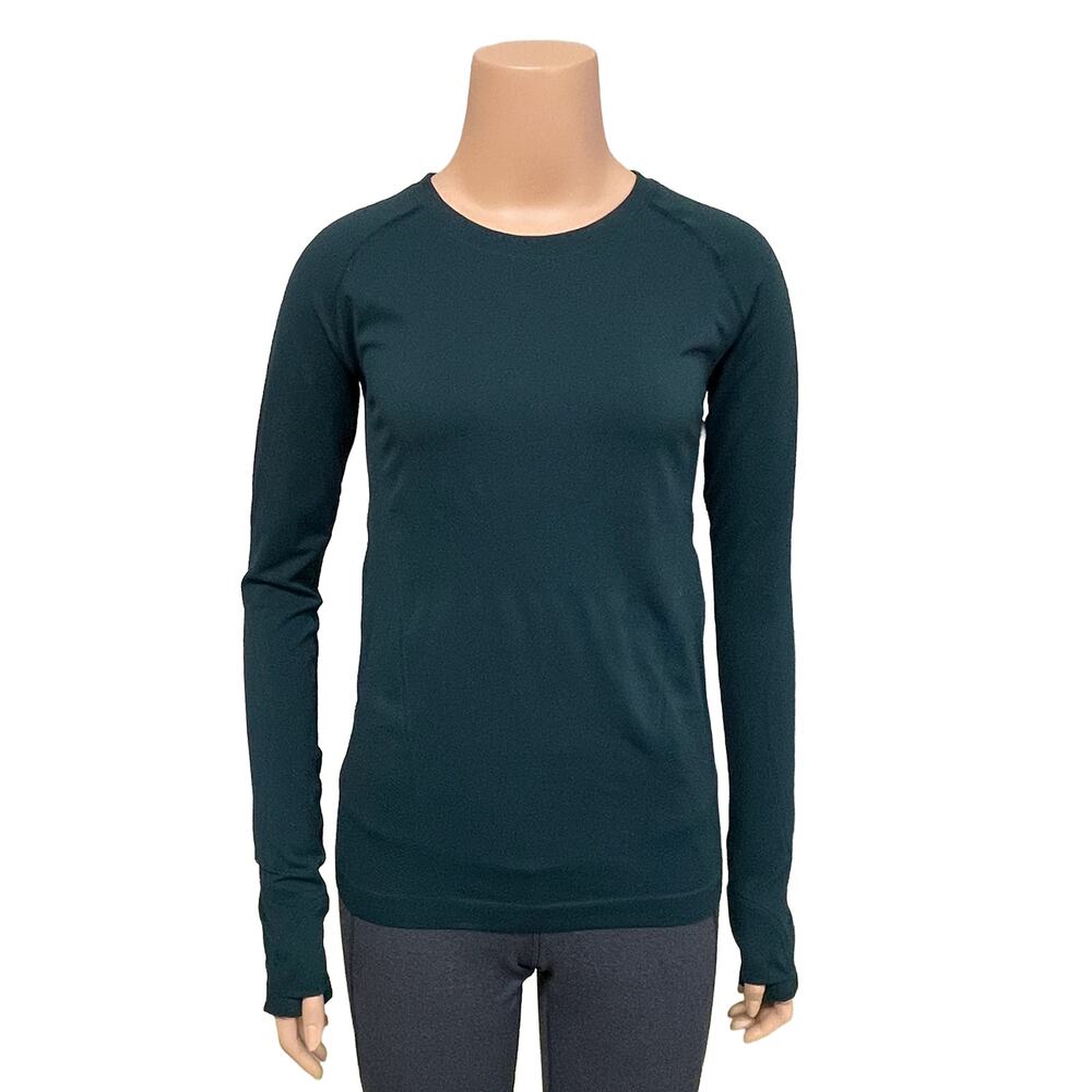 Athleta Momentum Seamless Top Sz XS New $69 Cypress Green Long Sleeves Fitted